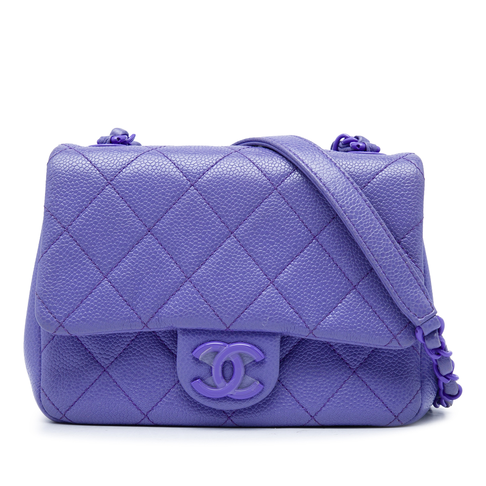 Pre-Loved Chanel Mini Square Quilted Caviar CC Incognito Single Flap